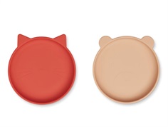Liewood apple red/tuscany rose plate Olivia silicone (2-pack)